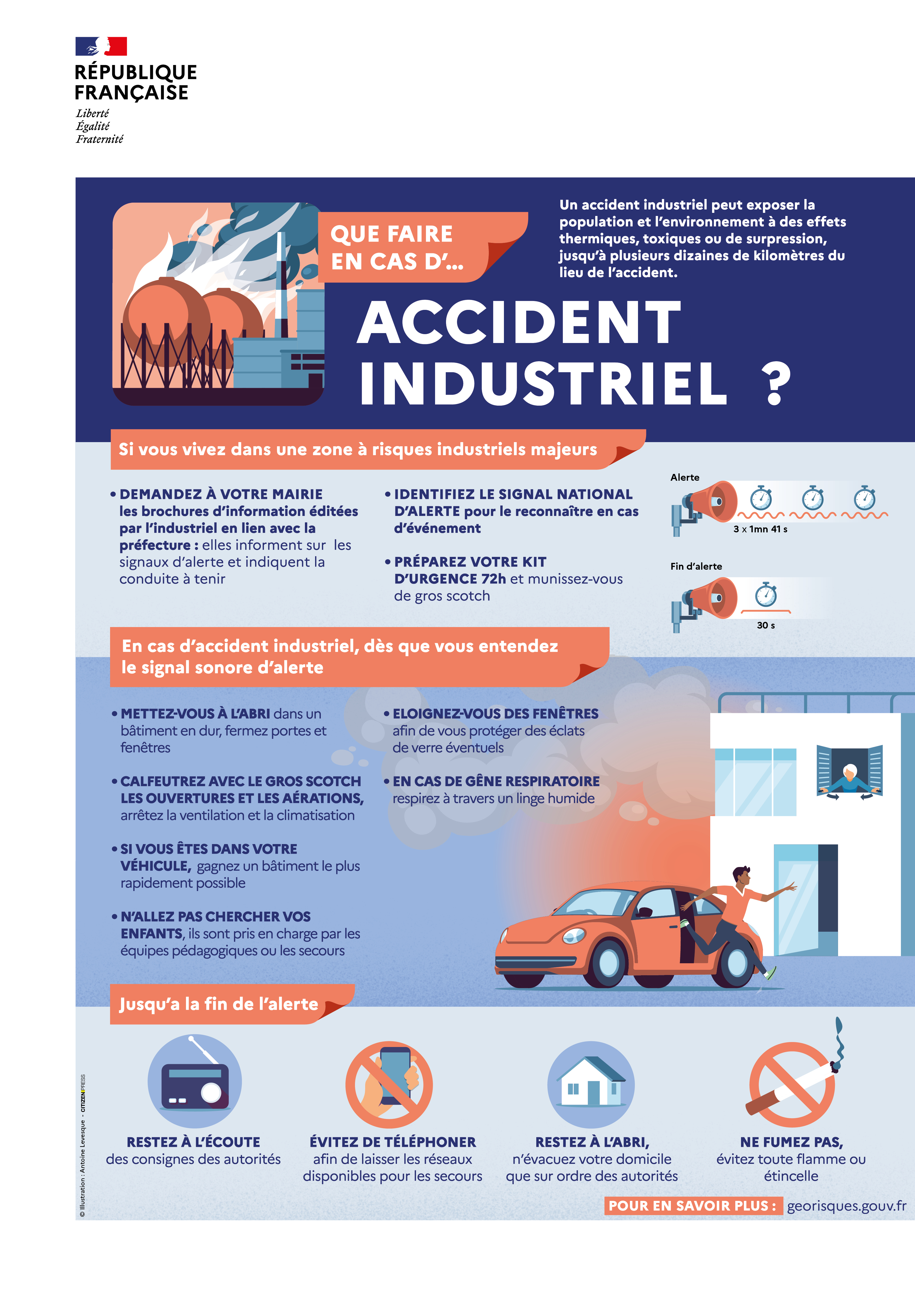 Affiche « Que faire en cas d’accident industriel ? ».